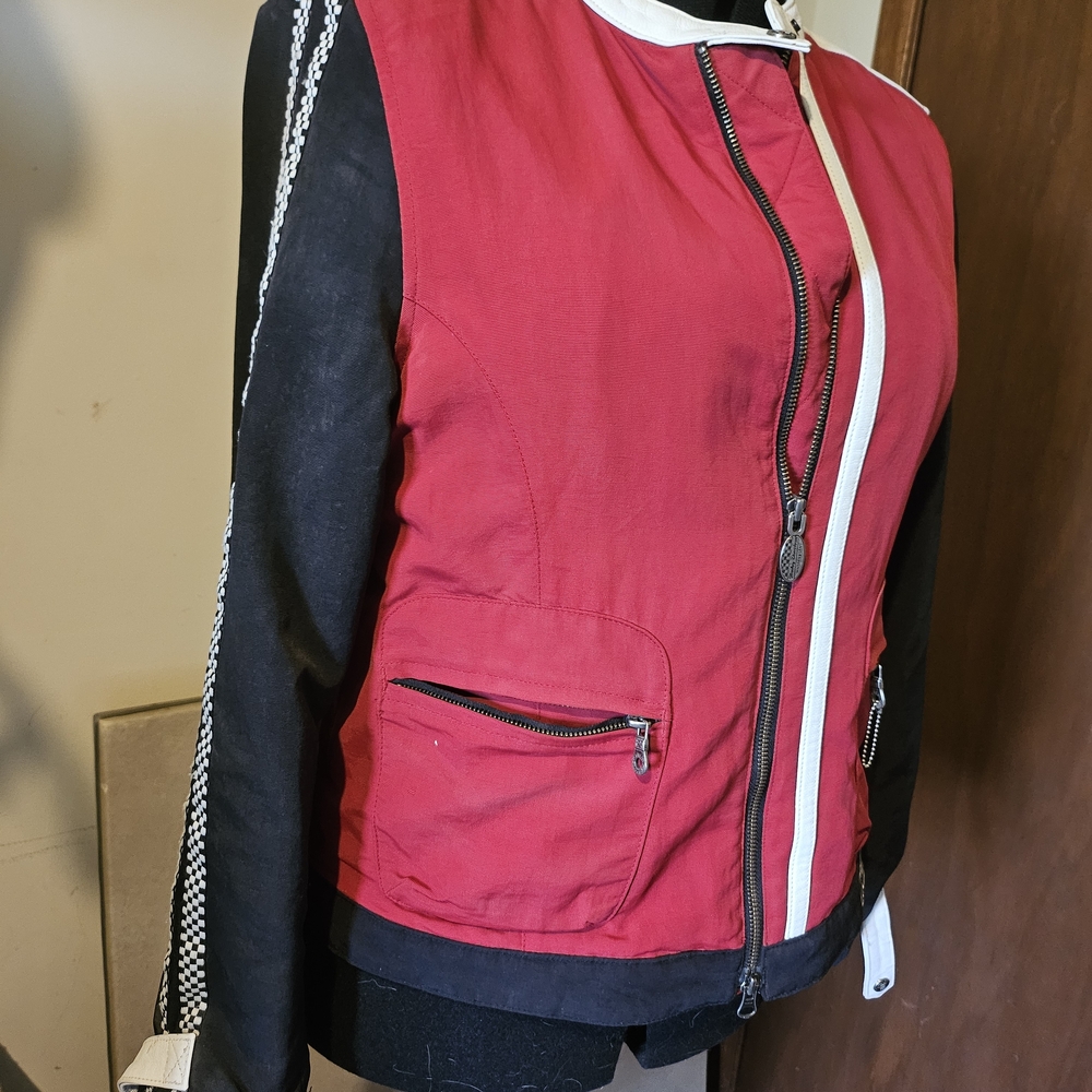 Vintage Harley-Davidson Red and Black Women's Motorcycle Jacket